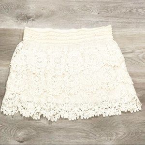 Full Tilt Cream Stretchy Crochet Skirt Size Medium